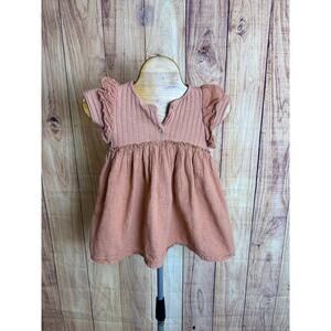 Zara Girls Ruffle Sleeve Cotton Linen Blend Dress Size 3-4 years